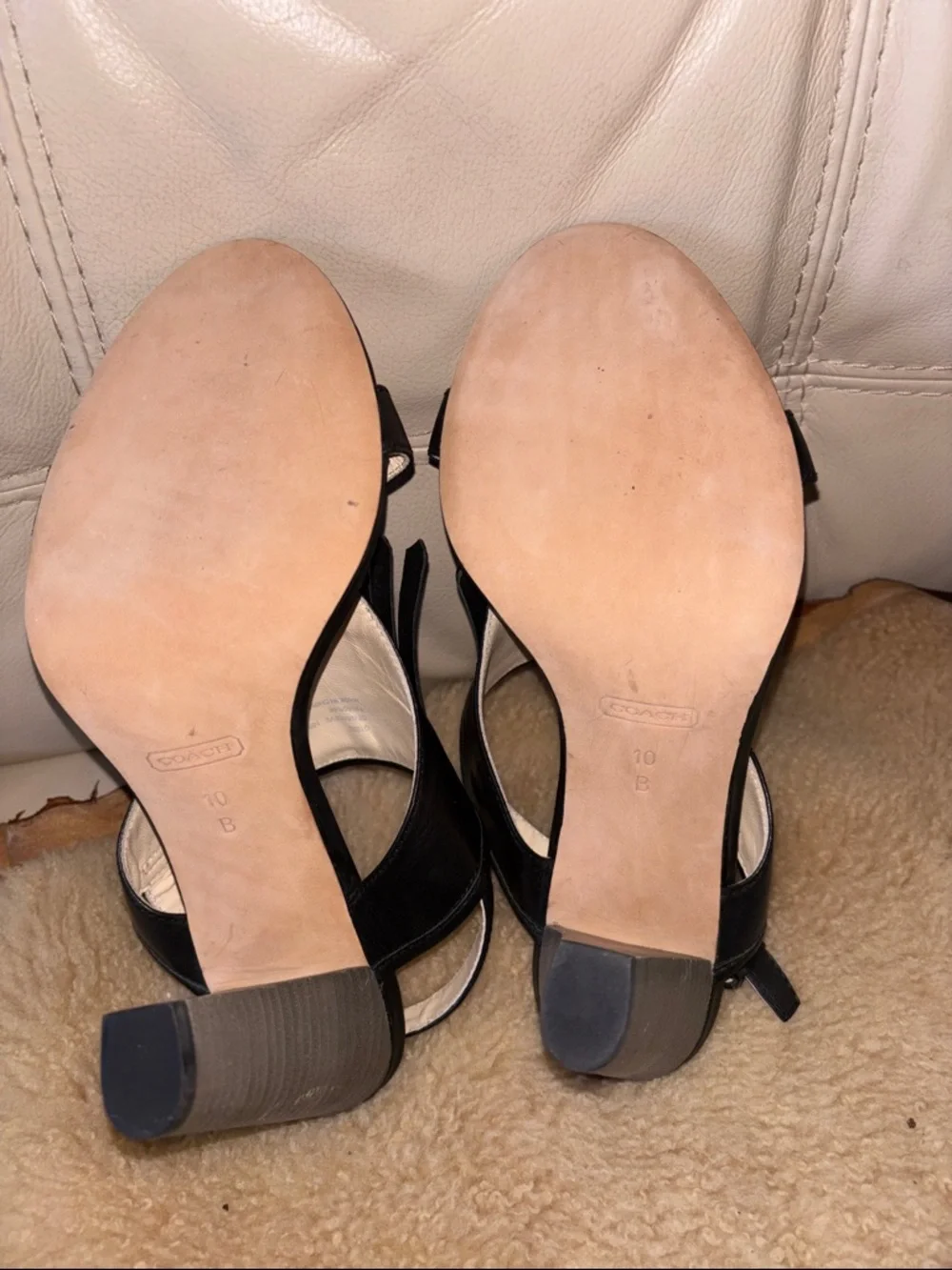 Coach Black Leather Tassel Slingback Sandals with Ankle Strap - Picture 8 of 11